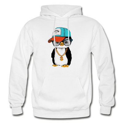 Hipster Penguin Hoodie - white