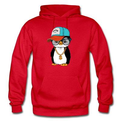 Hipster Penguin Hoodie - red