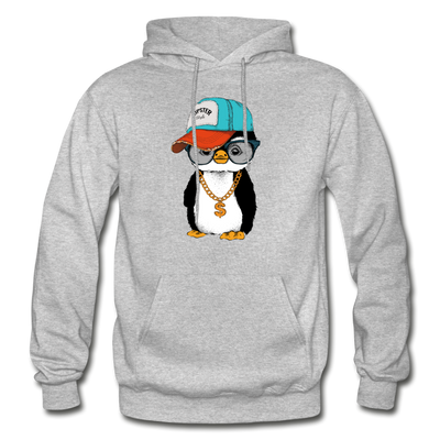 Hipster Penguin Hoodie - heather gray
