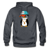 Hipster Penguin Hoodie - charcoal gray