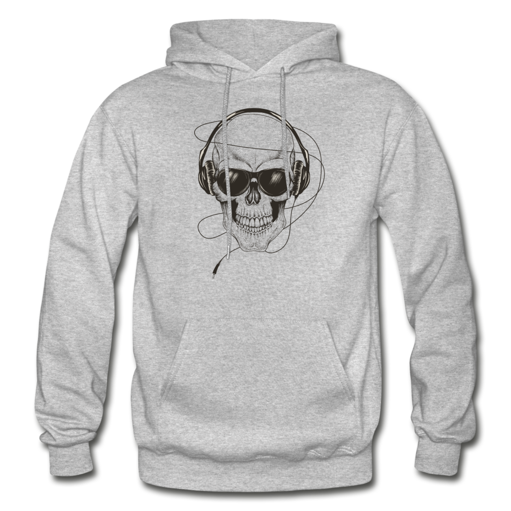 Skull Headphones Hoodie - heather gray