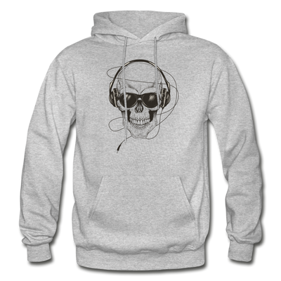 Skull Headphones Hoodie - heather gray