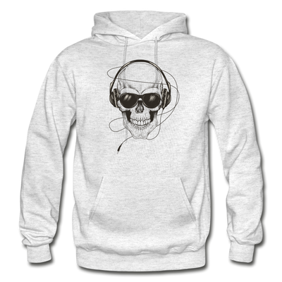 Skull Headphones Hoodie - light heather gray