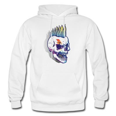 Mohawk Rockstar Skull Hoodie - white