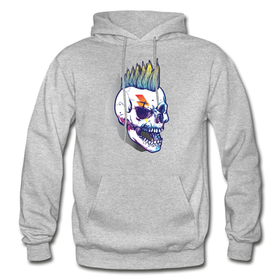 Mohawk Rockstar Skull Hoodie - heather gray
