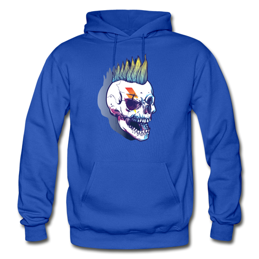 Mohawk Rockstar Skull Hoodie - royal blue