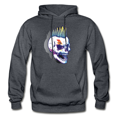 Mohawk Rockstar Skull Hoodie - charcoal gray