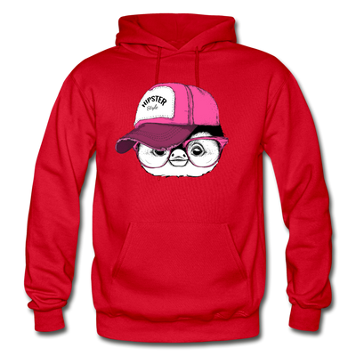 Hipster Penguin Head Hoodie - red