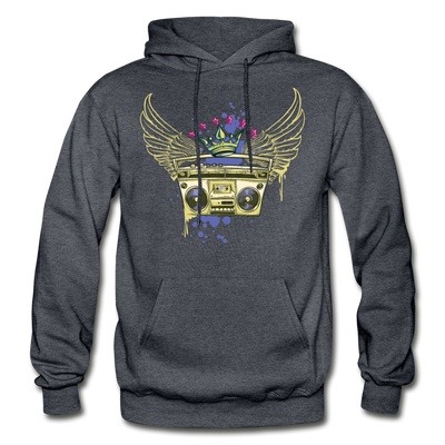 Gold Boombox Wings Hoodie - charcoal gray