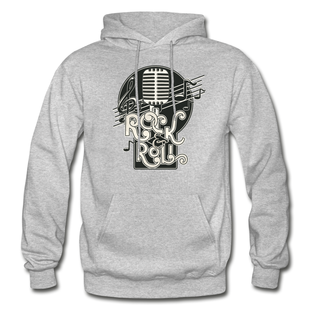 Rock & Roll Retro Microphone Hoodie - heather gray