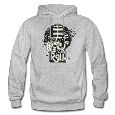 Rock & Roll Retro Microphone Hoodie - heather gray