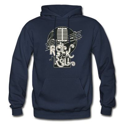 Rock & Roll Retro Microphone Hoodie - navy