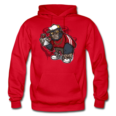 Hip Hop Gorilla Graffiti Artist Hoodie - red