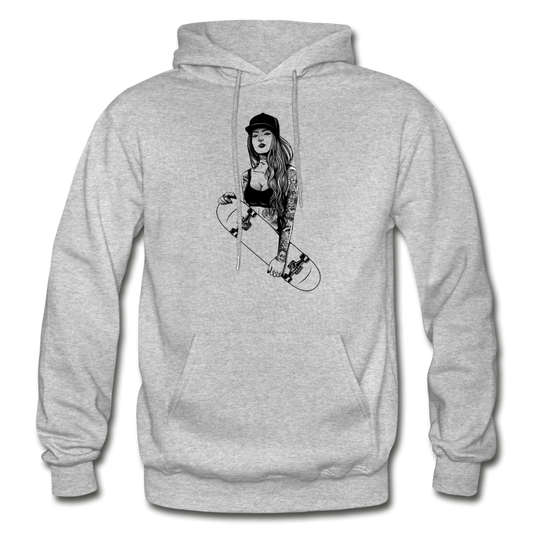 Skater Girl Hoodie - heather gray