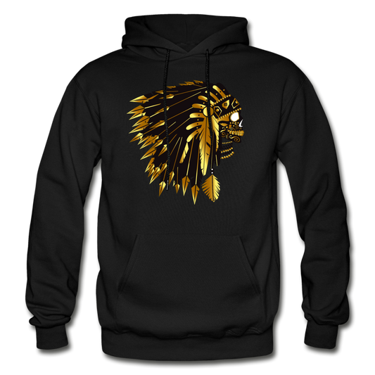 Gold Warrior Mask Hoodie - black