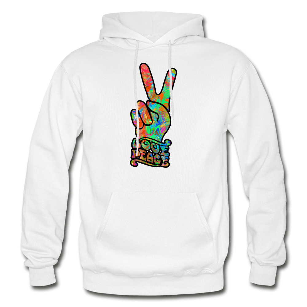Love Peace Sign Hoodie - white