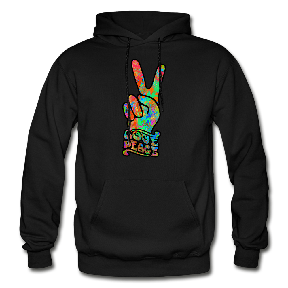Love Peace Sign Hoodie - black
