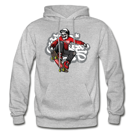 Skater Skeleton Hoodie - heather gray