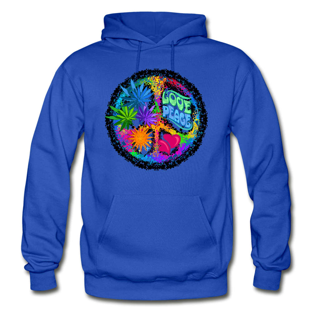 Love Floral Peace Sign Hoodie - royal blue