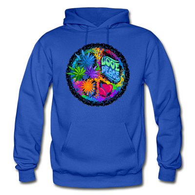 Love Floral Peace Sign Hoodie - royal blue