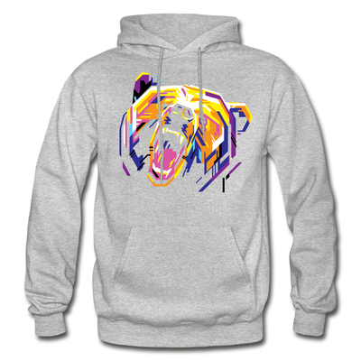 Colorful Abstract Bear Hoodie - heather gray
