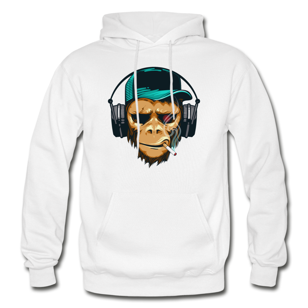 Smoking Monkey Headphones Hoodie - white