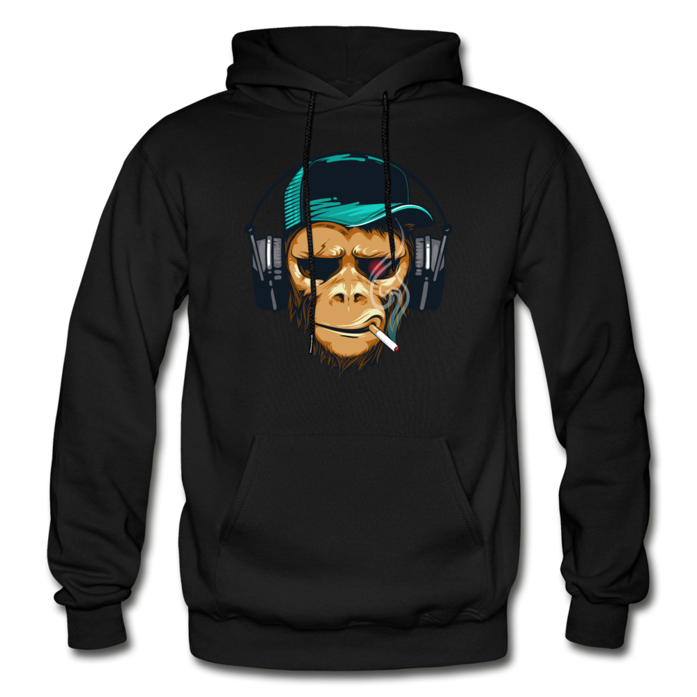 Smoking Monkey Headphones Hoodie - black