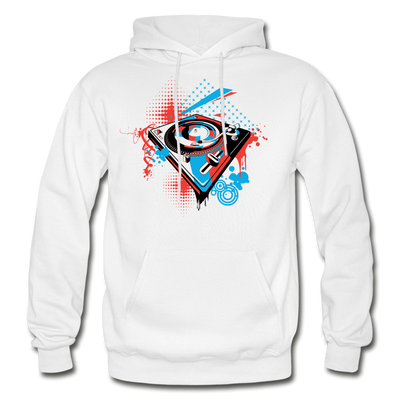 Abstract Turntable Hoodie - white