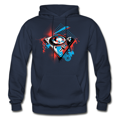 Abstract Turntable Hoodie - navy