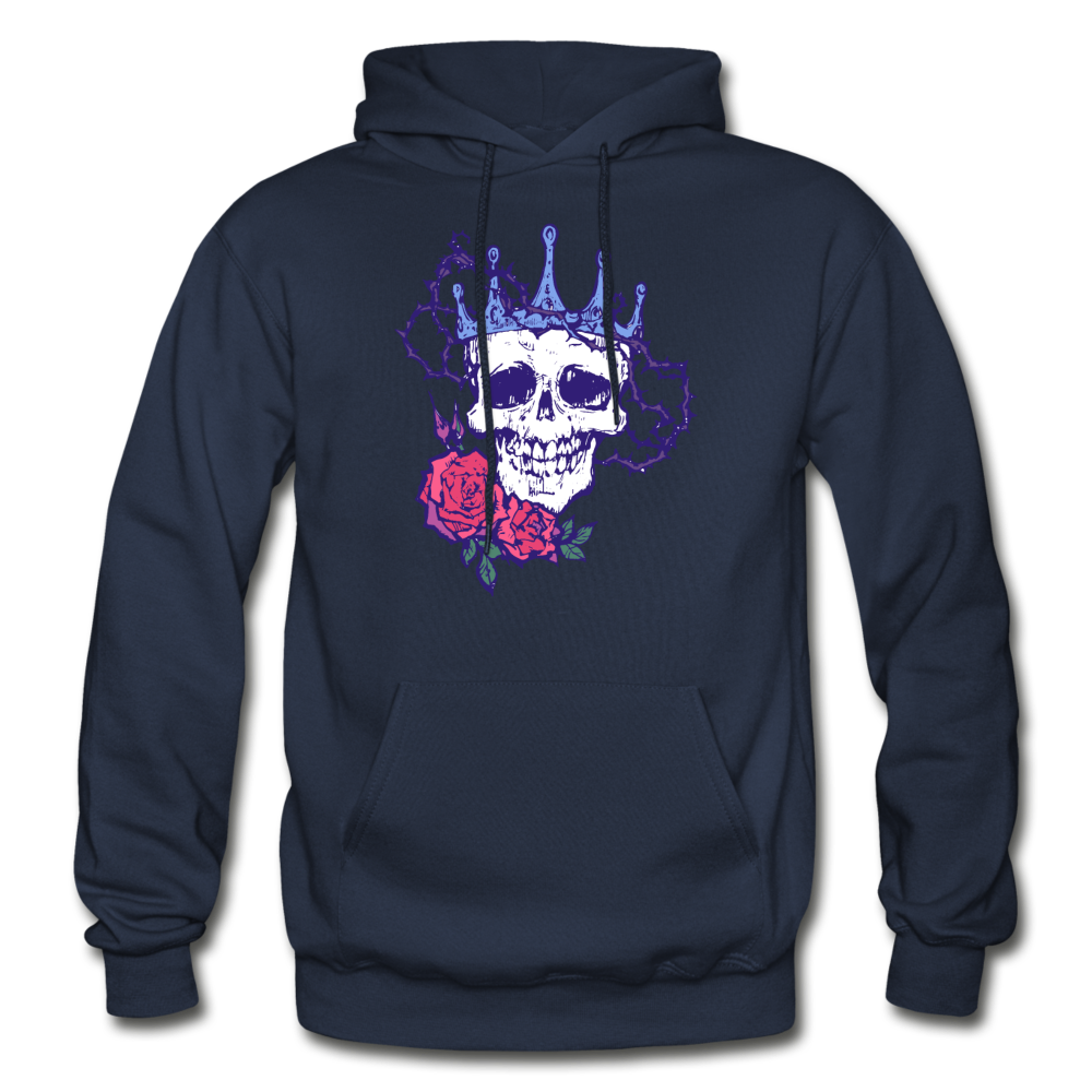 Skull Crown Roses Hoodie - navy