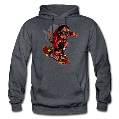 Devil Skater Cartoon Hoodie - charcoal gray