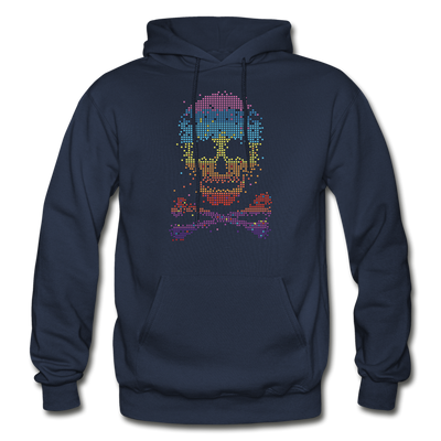 Colorful Abstract Skull & Cross Bones Hoodie - navy