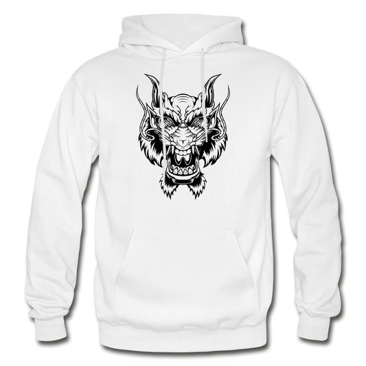 Black & White Dragon Hoodie - white