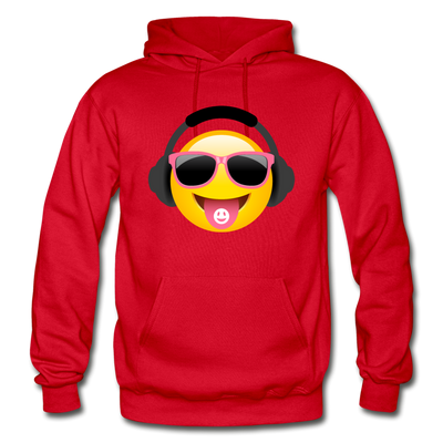 Cool Headphones Emoji Hoodie - red