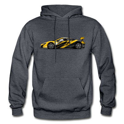 Black & Yellow Sports Car Hoodie - charcoal gray