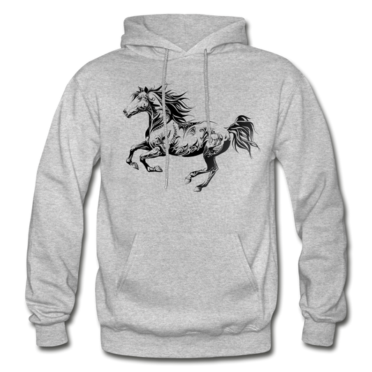 Tribal Maori Horse Hoodie - heather gray