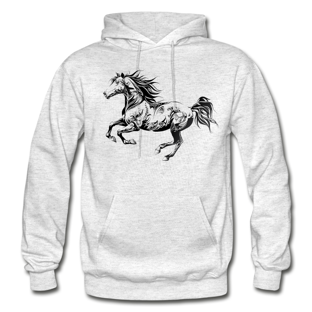 Tribal Maori Horse Hoodie - light heather gray