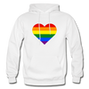 Rainbow Stripes Heart Hoodie - white