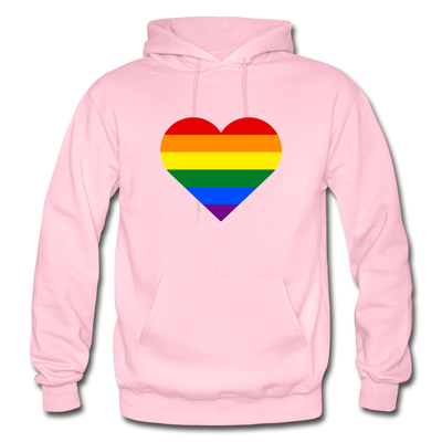 Rainbow Stripes Heart Hoodie - light pink