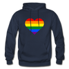 Rainbow Stripes Heart Hoodie - navy