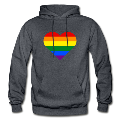 Rainbow Stripes Heart Hoodie - charcoal gray