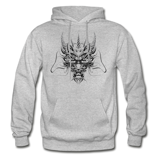 Tribal Dragon Head Hoodie - heather gray