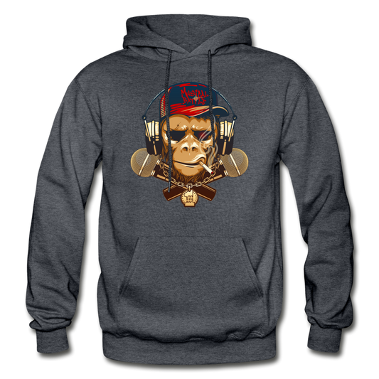 Hip Hop Monkey & Cross Microphones Hoodie - charcoal gray