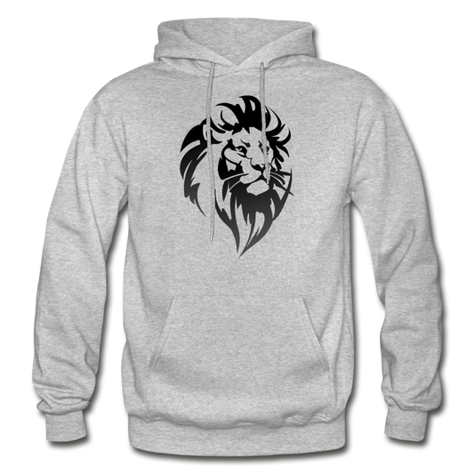 Black & White Lion Hoodie - heather gray