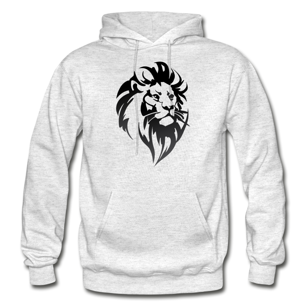 Black & White Lion Hoodie - light heather gray
