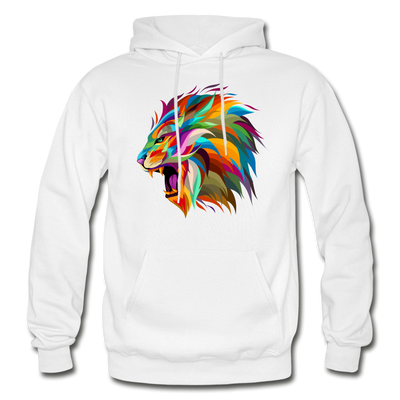 Colorful Abstract Lion Hoodie - white