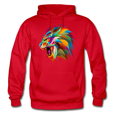 Colorful Abstract Lion Hoodie - red