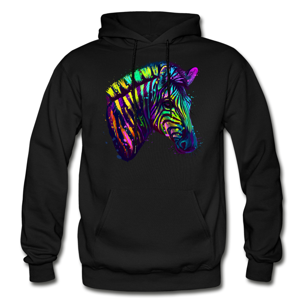Colorful Neon Zebra Hoodie - black