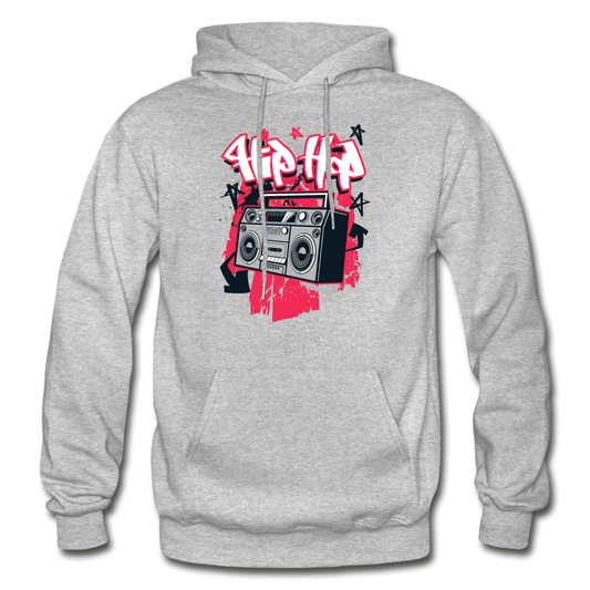 Hip Hop Boombox Hoodie - heather gray