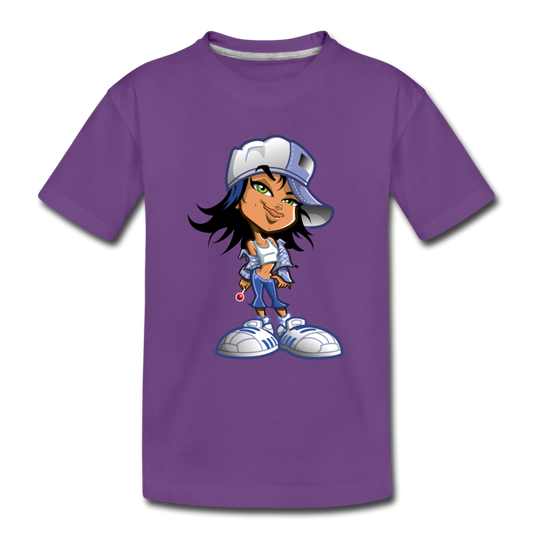 Cartoon Girl Kids T-Shirt - purple